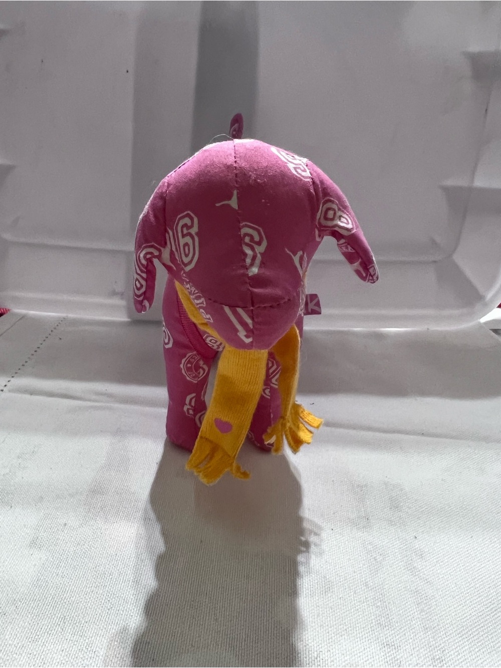 Victoria’s Secret PINK Plush Dog Pop Pink Backpack Yellow Scarf Stuffed Animal - Picture 2 of 6